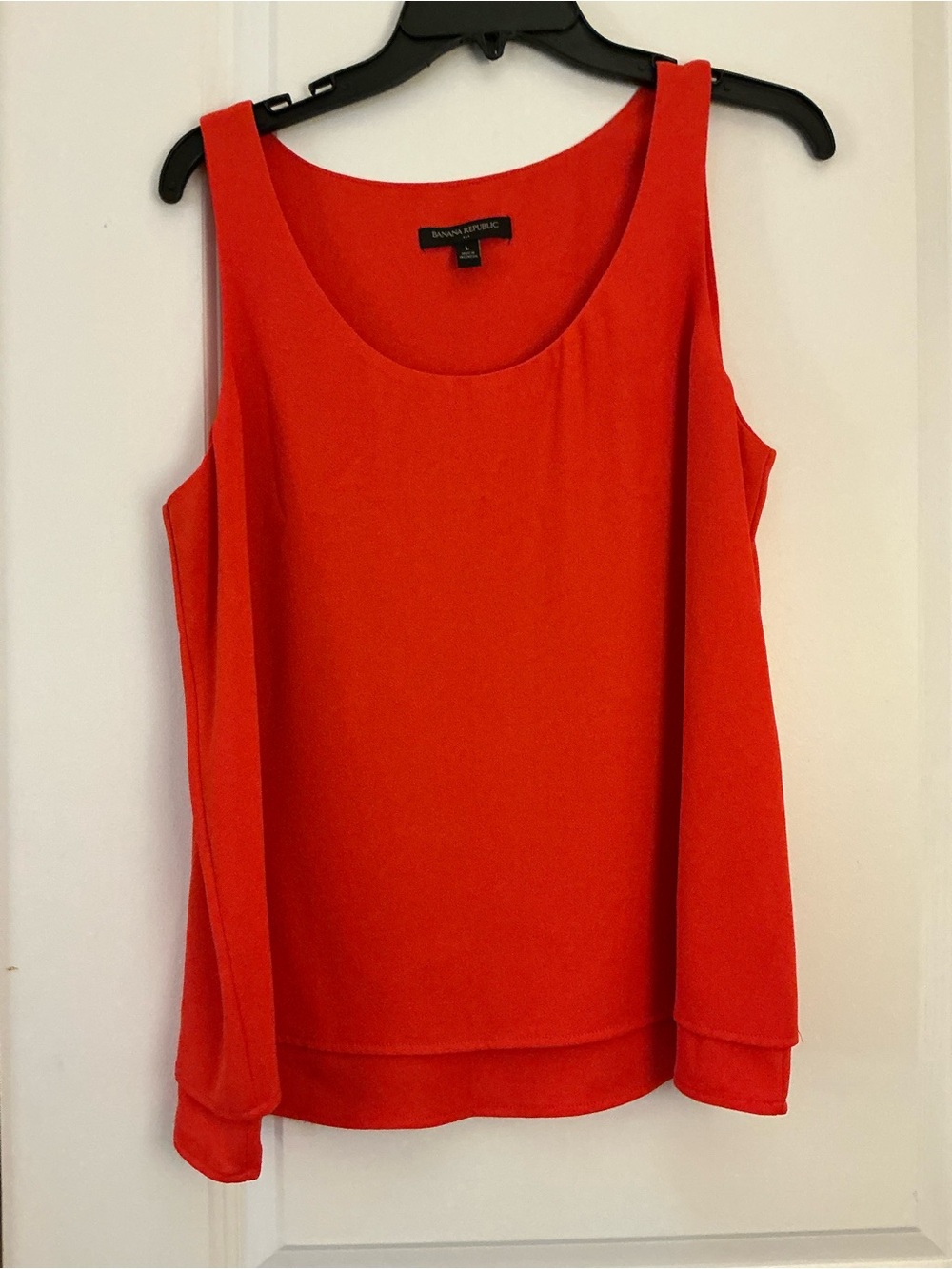 Banana Republic Factory coral Layered Mixed Media Tank Top Size L Scoop Neck